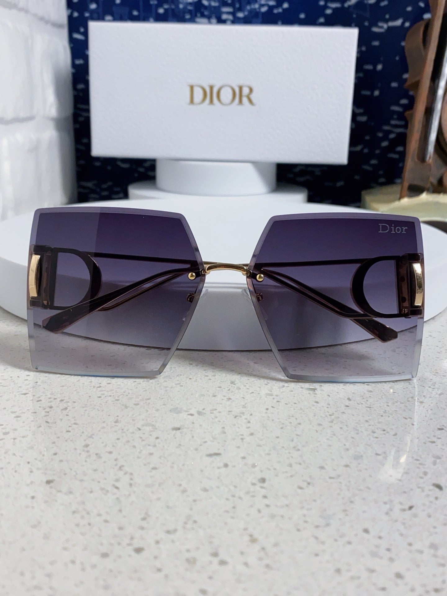DIOR 30MONTAIGNE S7U SUNGLASS 578109 IN GOLD METAL GREY SMOKE LENSES