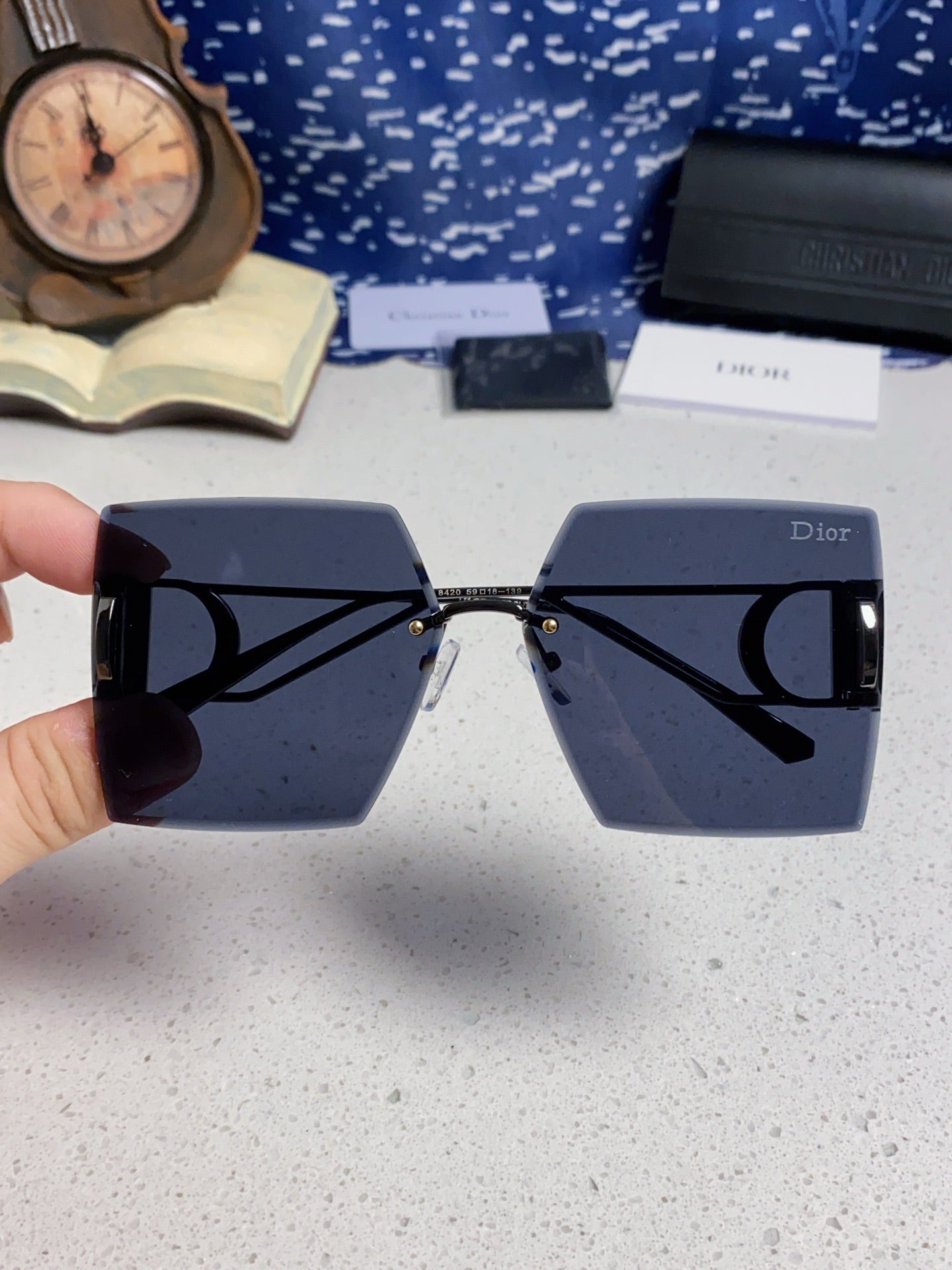 DIOR 30MONTAIGNE S7U SUNGLASS 578111 IN BLACK METAL GREY LENSES