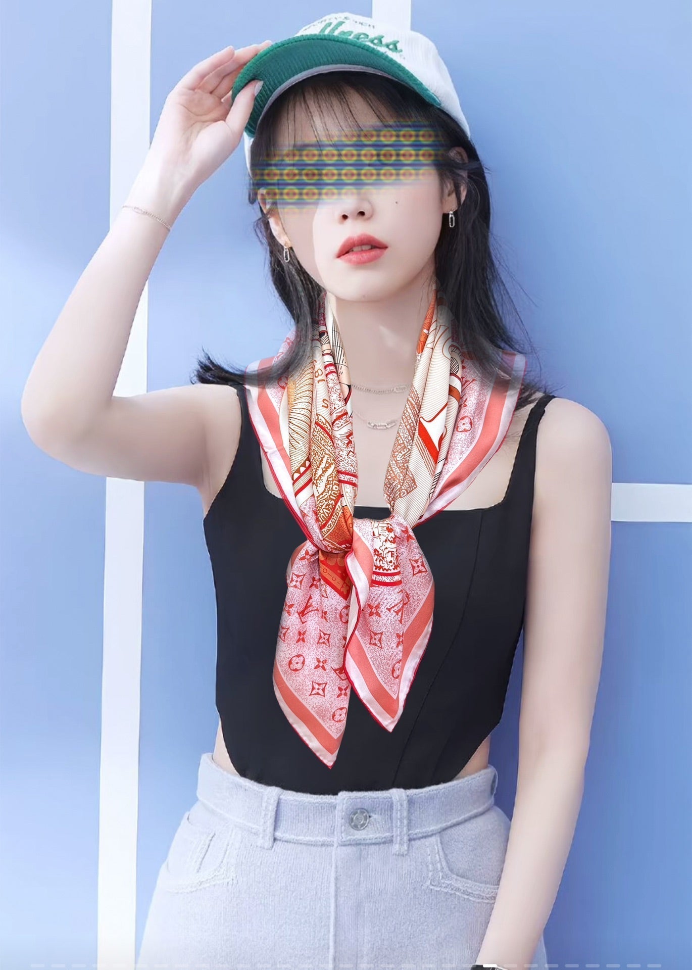LOUIS VUITTON SQUARE SILK SCARF MALLES MERVEILLEUSES 90 CM PINK 399996