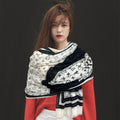 LOUIS VUITTON SCARF 200 CM IN BLACK MIX WHITE CASHMERE 400032