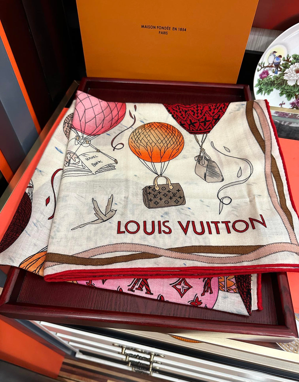 LOUIS VUITTON UP AND AWAY 140 CM SQUARE SILK SCARF COLORFUL 400072
