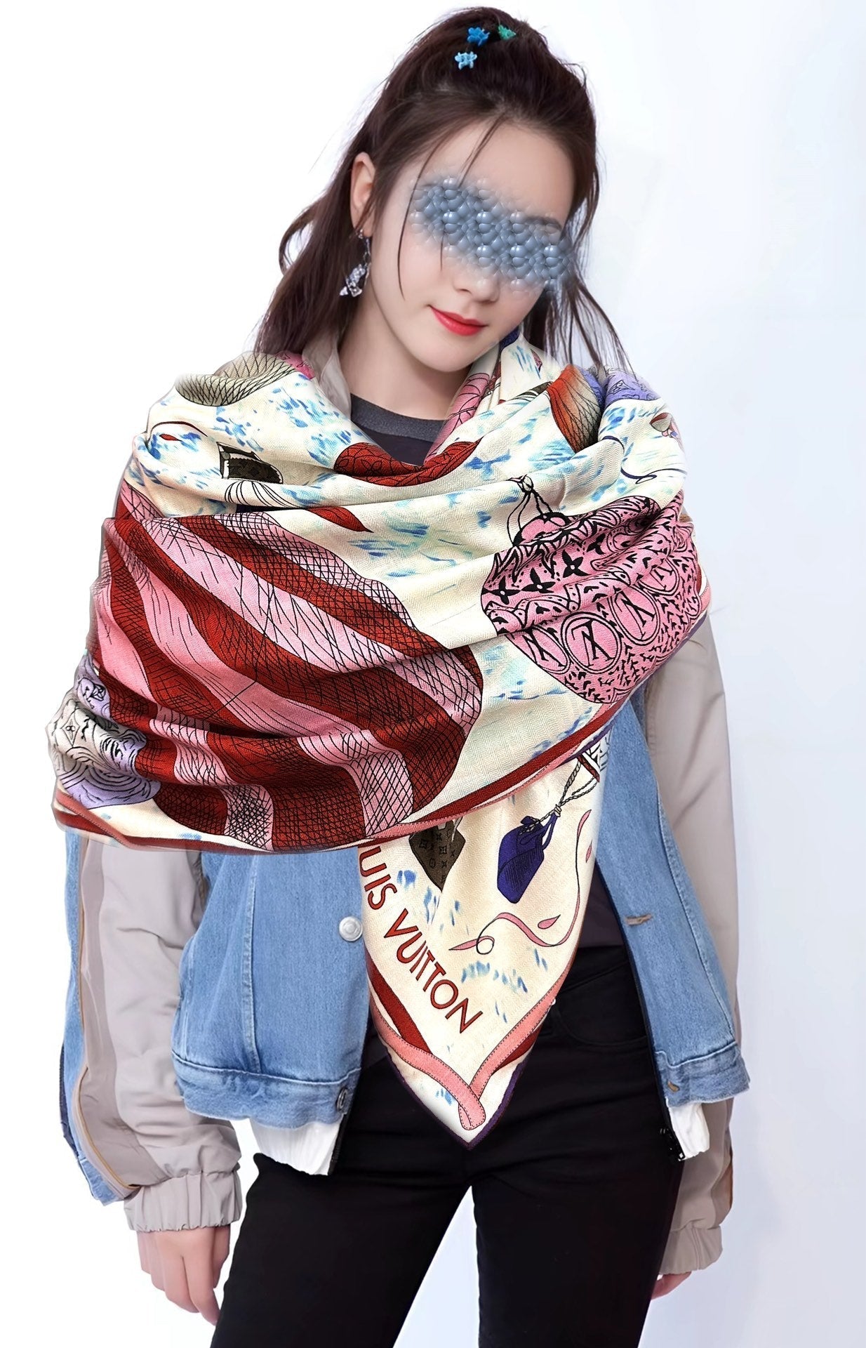 LOUIS VUITTON UP AND AWAY 140 CM SQUARE SILK SCARF COLORFUL 400072