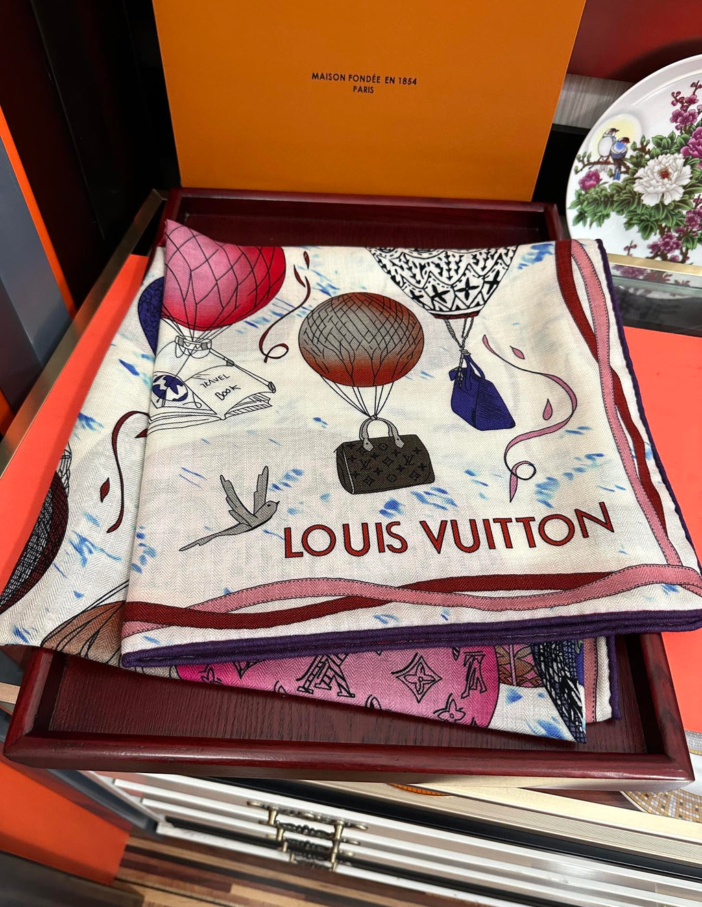 LOUIS VUITTON UP AND AWAY 140 CM SQUARE SILK SCARF COLORFUL 400073