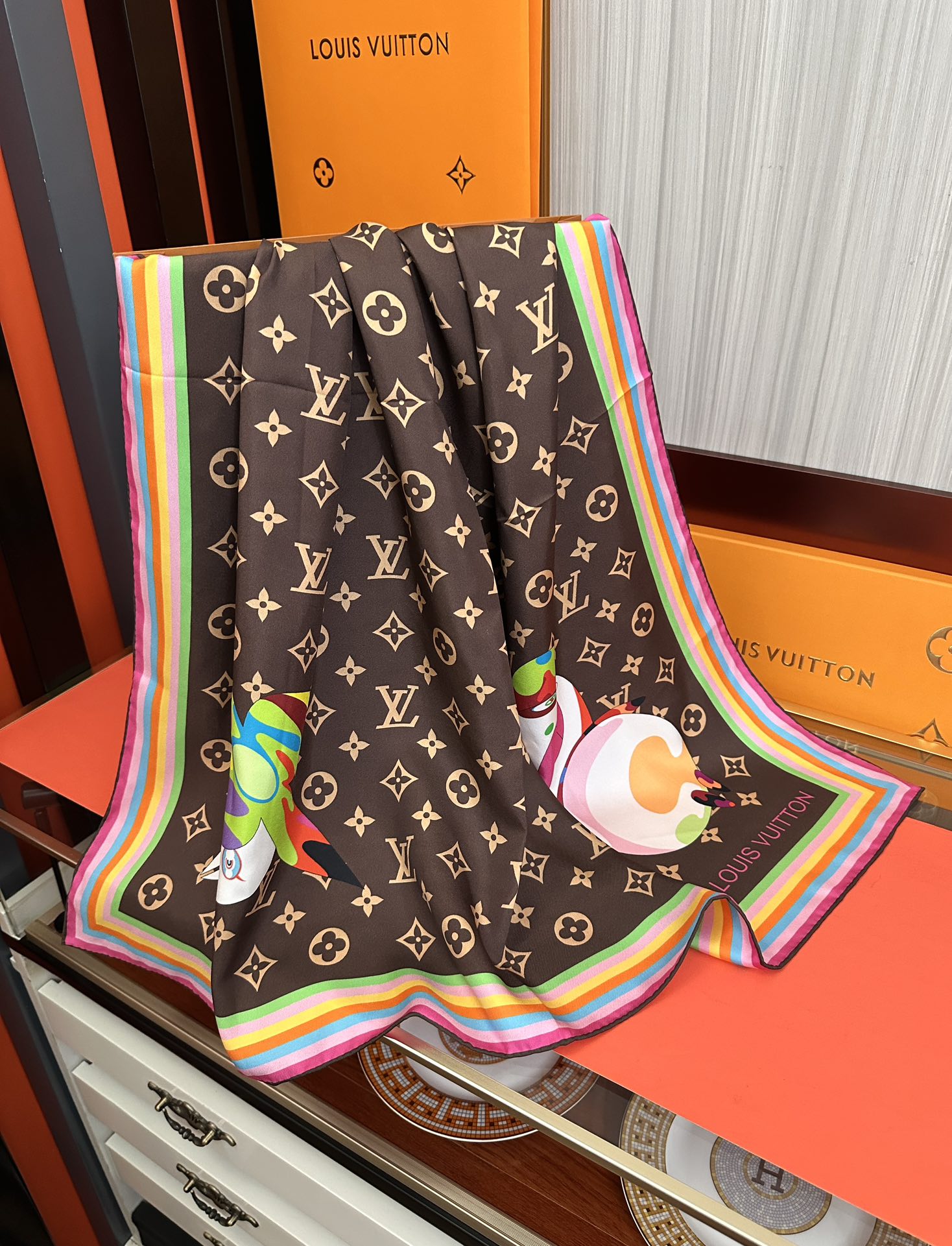 LOUIS VUITTON LV SCARF 90 CM IN SILK 738413