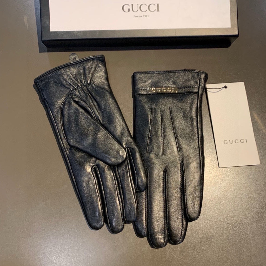 GUCCI TOUCHSCREEN LAMBSKIN GLOVES BLACK 456312