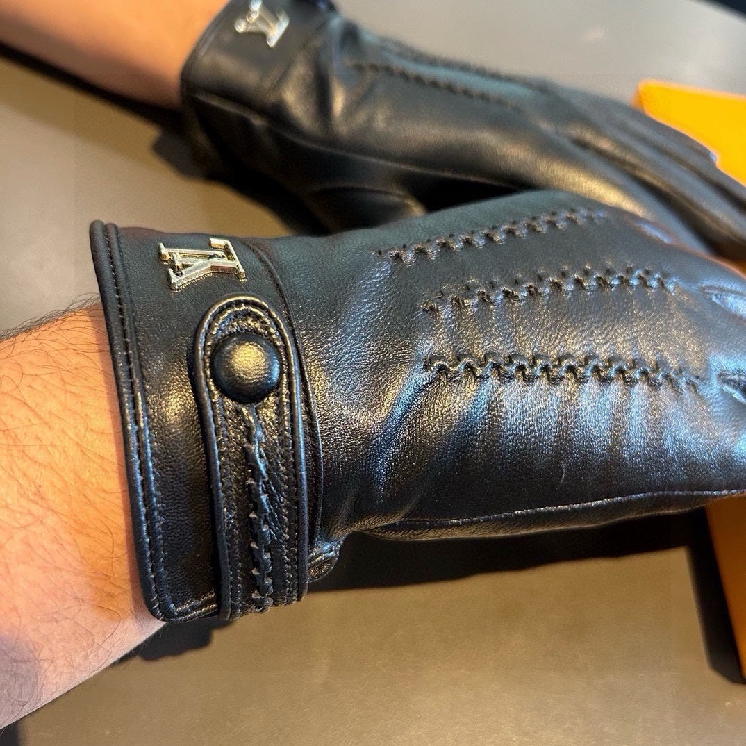 LOUIS VUITTON GLOVES IN BLACK LAMBSKIN 456344