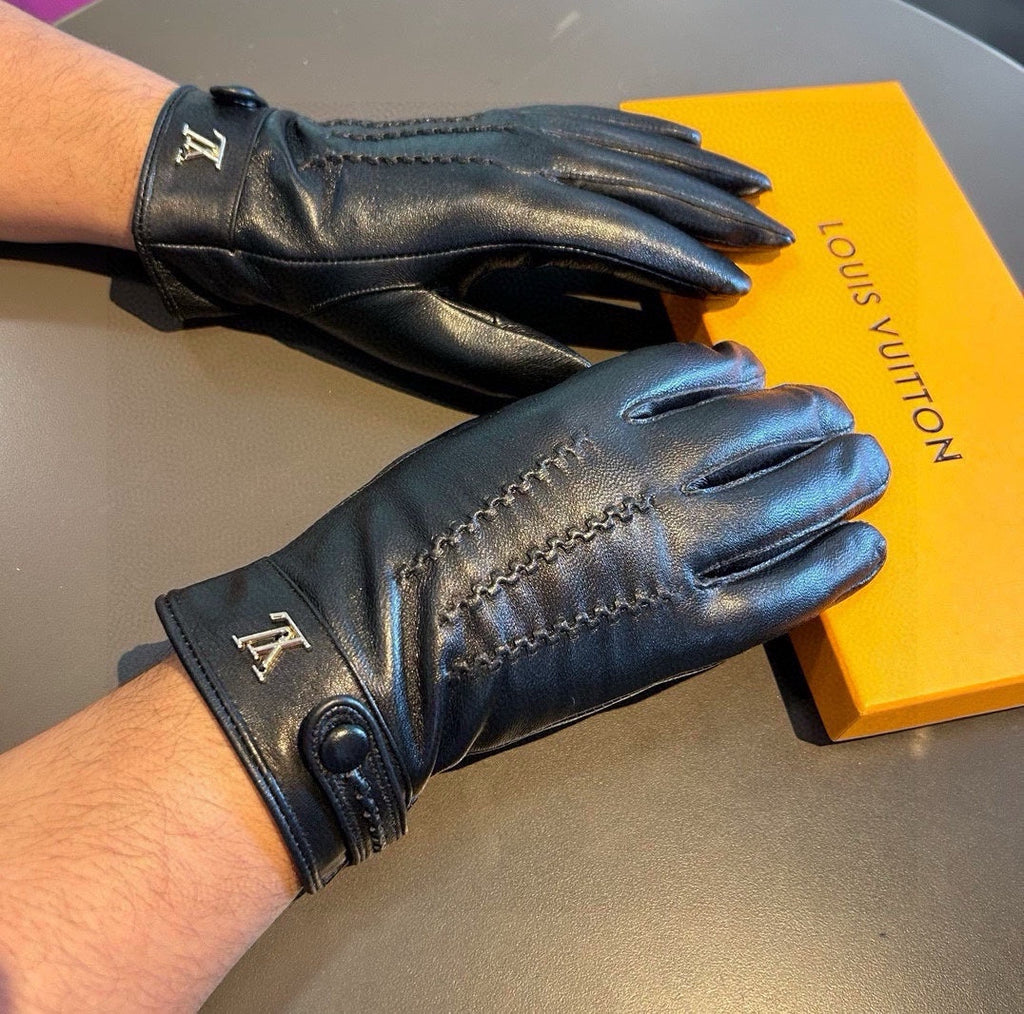 LOUIS VUITTON GLOVES IN BLACK LAMBSKIN 456344