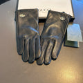GUCCI TOUCHSCREEN GLOVES IN BLACK LAMBSKIN AND SHEARLING LINING 463863