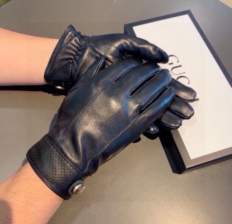 GUCCI GLOVES IN BLACK CALFSKIN AND FLEECE LINING 465014