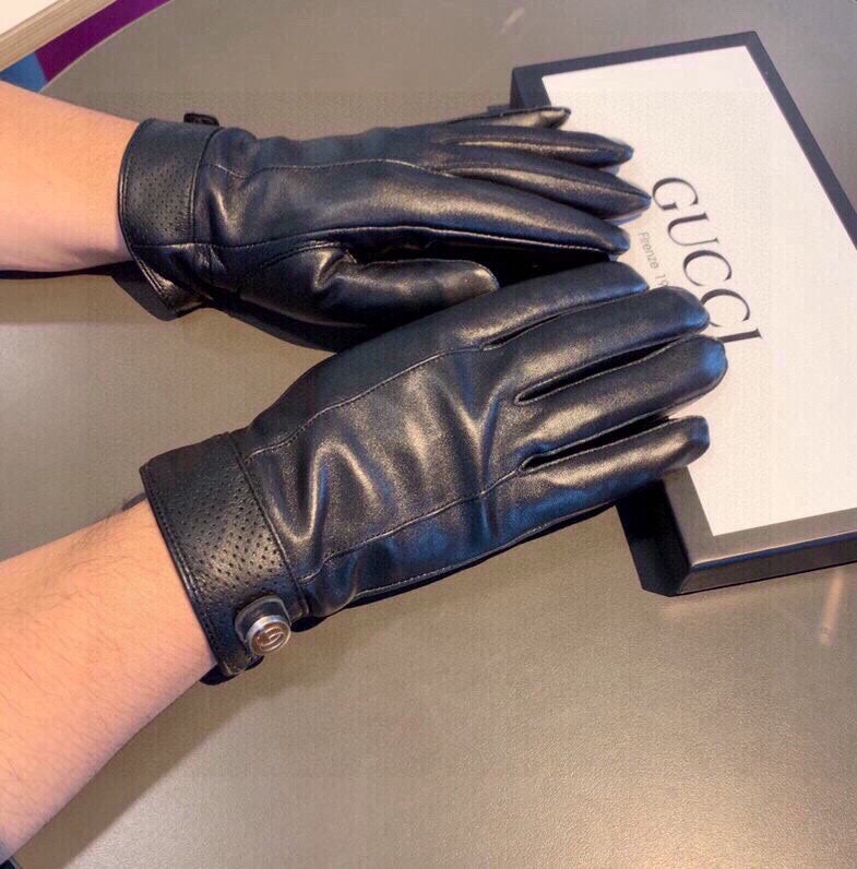 GUCCI GLOVES IN BLACK CALFSKIN AND FLEECE LINING 465014