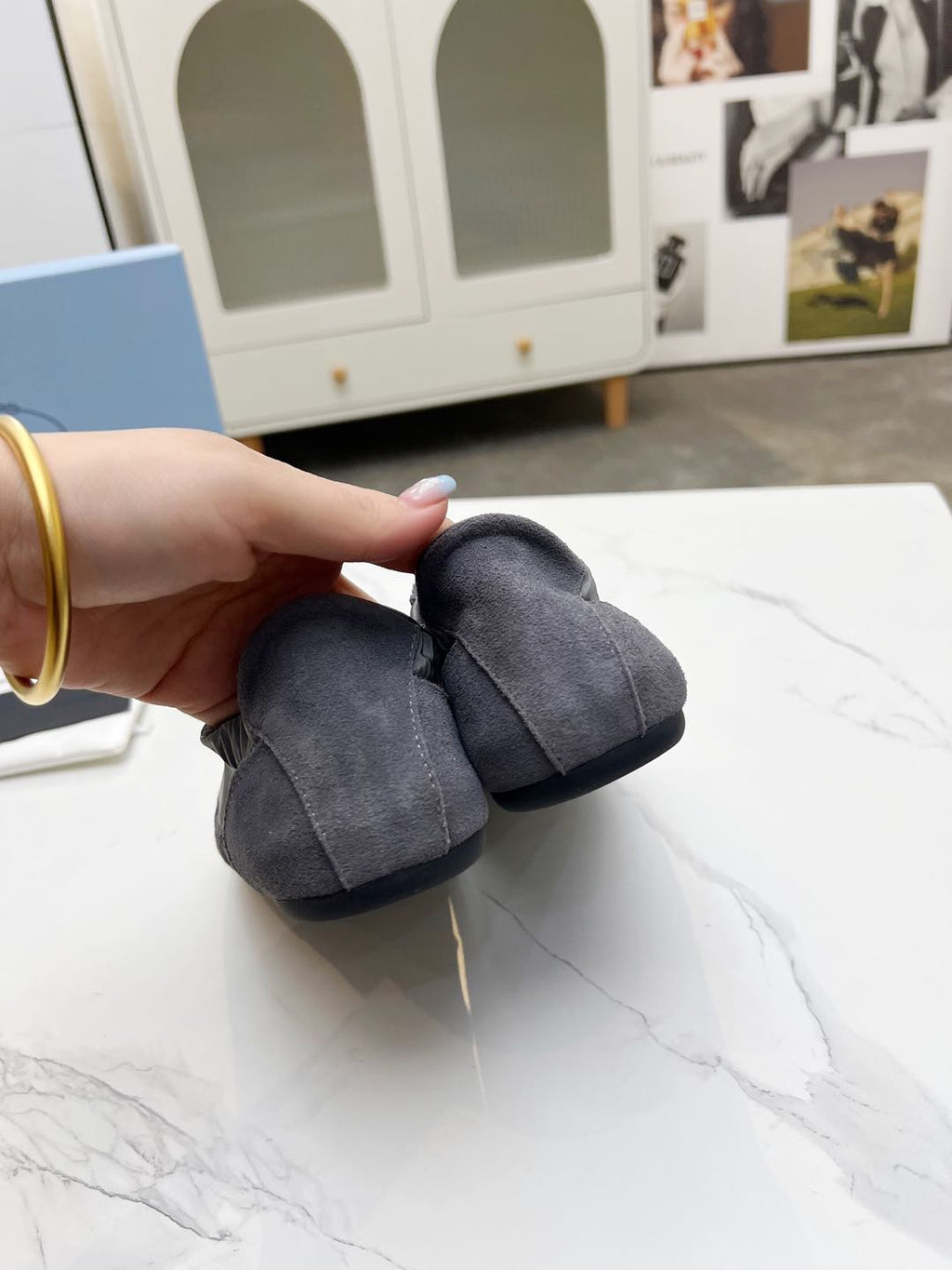 PRADA COLLAPSE SNEAKERS IN GRAY SUEDE AND NYLON