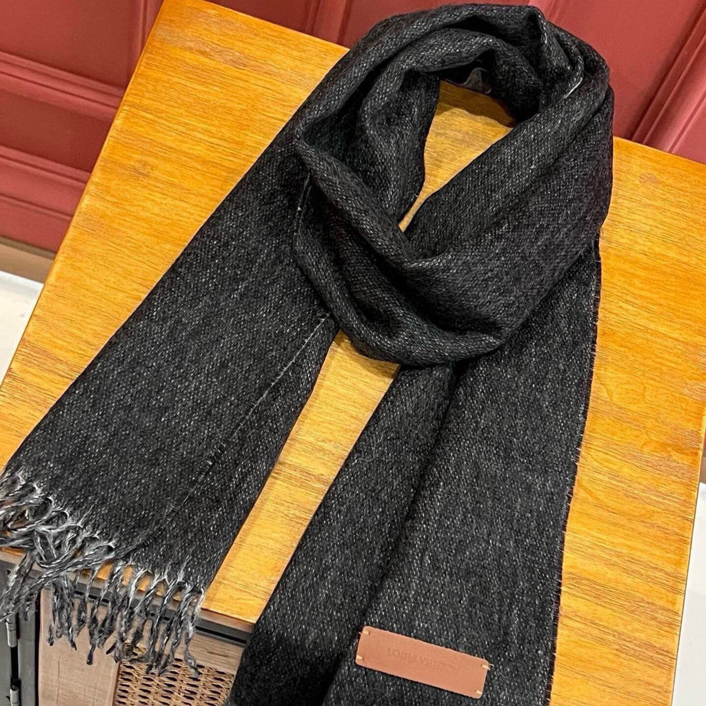 LOUIS VUITTON SCARF 180 CM IN BLACK CASHMERE 396477