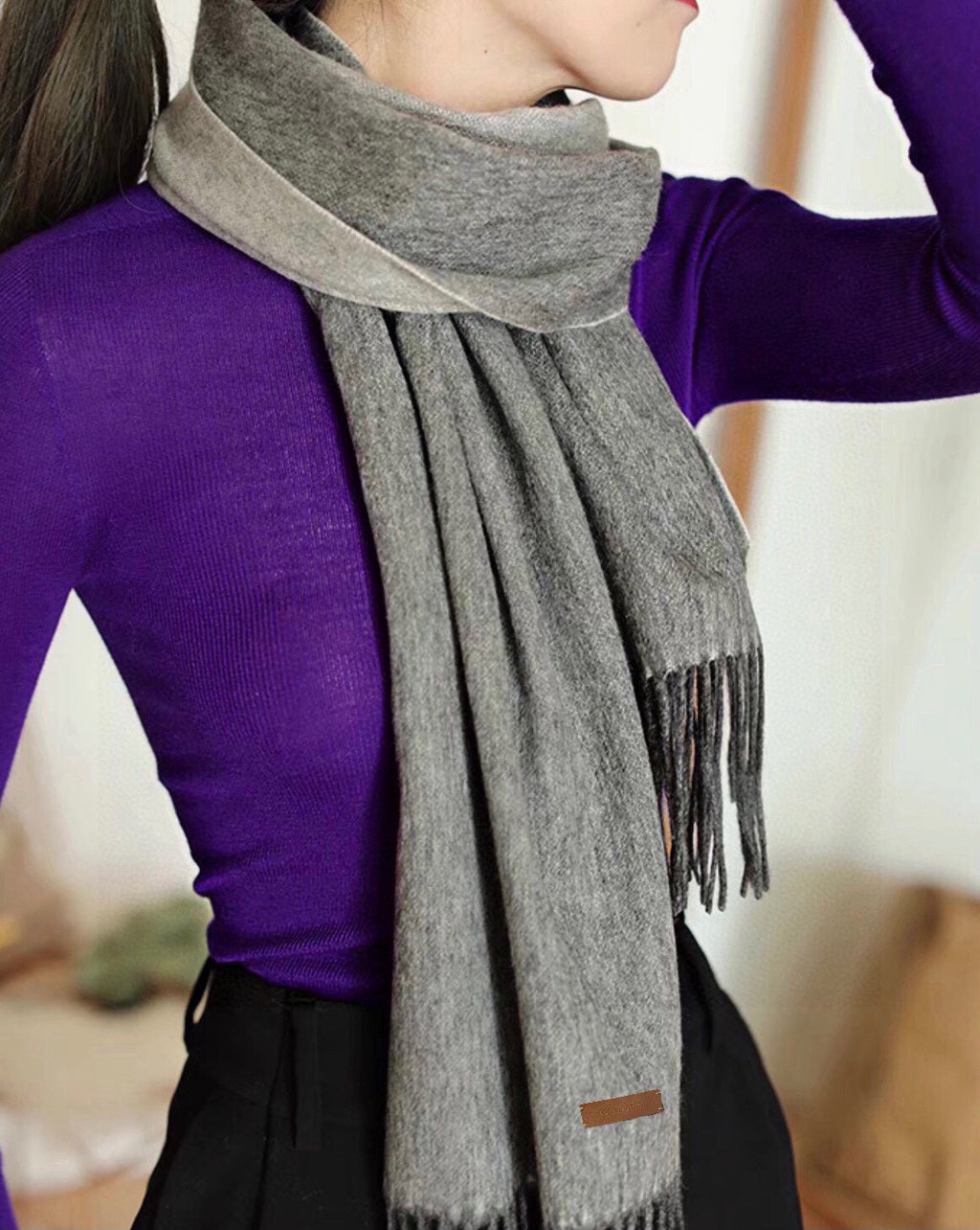 LOUIS VUITTON SCARF 180 CM IN DARK GRAY CASHMERE 396480