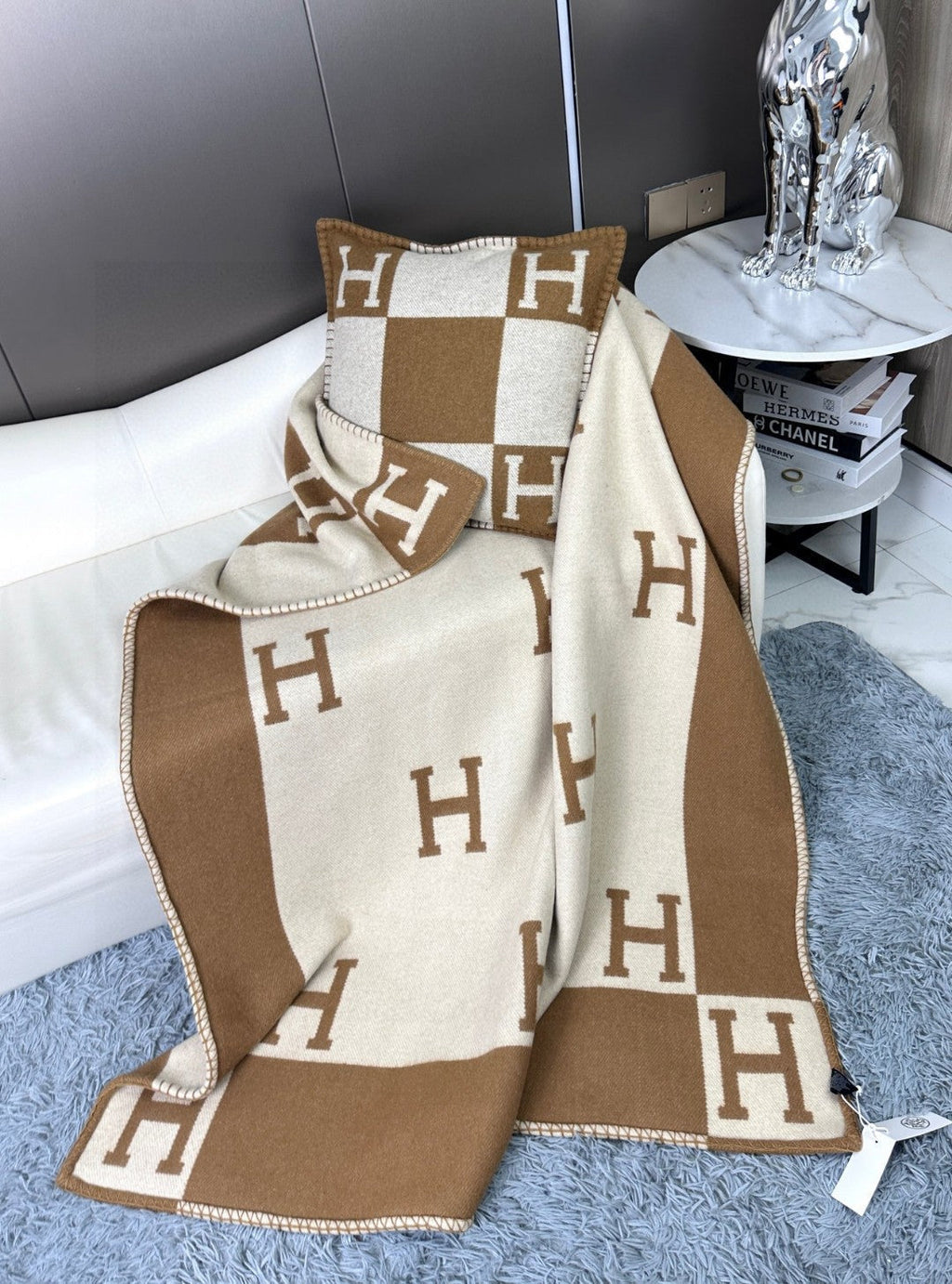 HERMES AVALON THROW BLANKET 170 CM IN CIDER BROWN CASERE 294473