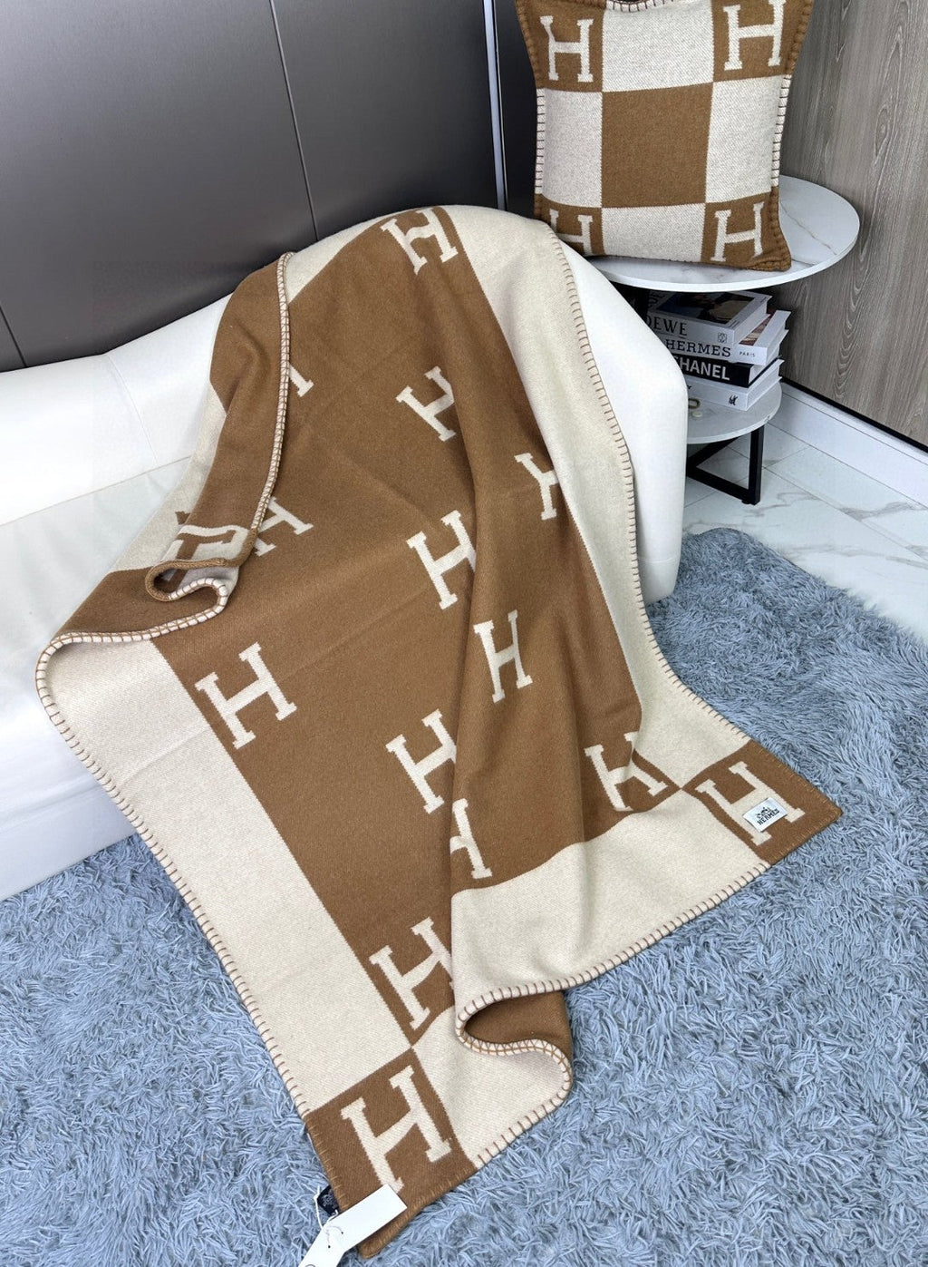 HERMES AVALON THROW BLANKET 170 CM IN CIDER BROWN CASERE 294473