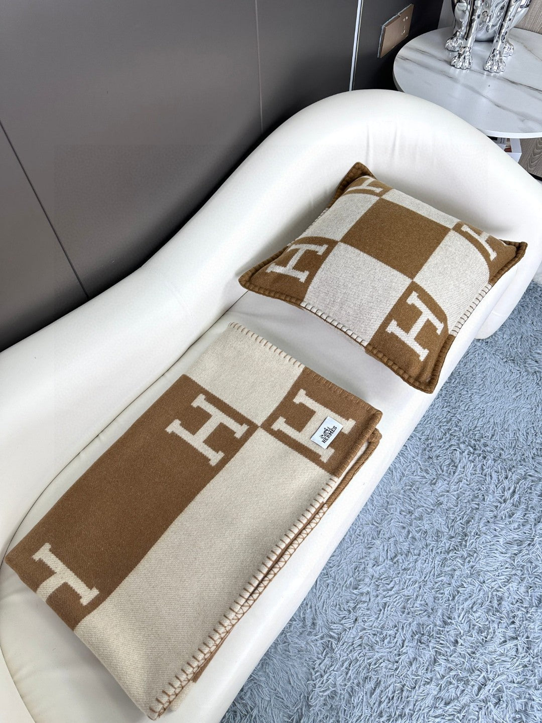HERMES AVALON THROW BLANKET 170 CM IN CIDER BROWN CASERE 294473