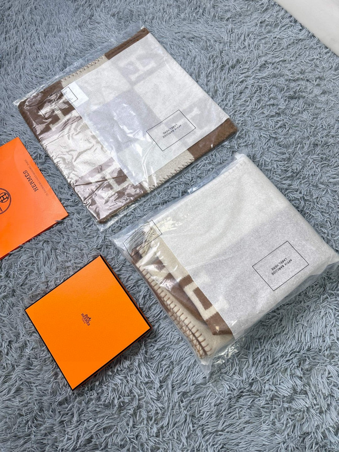 HERMES AVALON THROW BLANKET 170 CM IN CIDER BROWN CASERE 294473