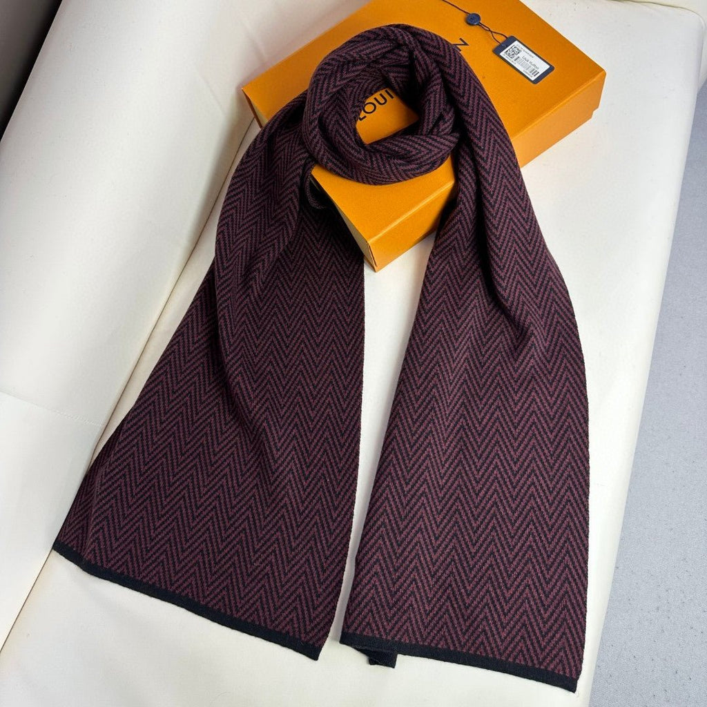 LOUIS VUITTON SCARF 180 CM IN WINE PURPLE CASHMERE 393154