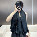 LOUIS VUITTON EVERMORE SCARF 140 CM IN BLACK SILK AND WOOL 393156