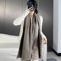 LOUIS VUITTON SCARF 180 CM IN KHAKI BROWN CLASSIC MONOGRAM CASHMERE 396440