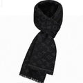 LOUIS VUITTON SCARF 180 CM IN BLACK CLASSIC MONOGRAM CASHMERE 396441