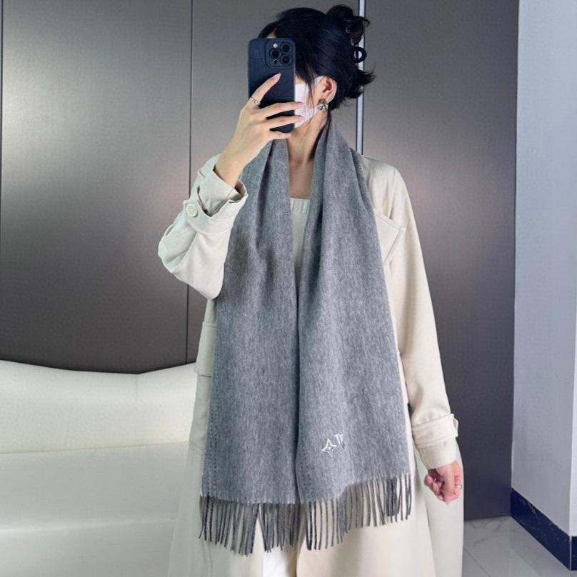 LOUIS VUITTON DUAL SCARF 180 CM IN SHARK GRAY CASHMERE 398375