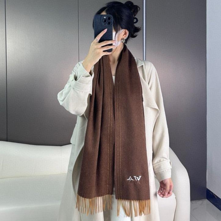 LOUIS VUITTON DUAL SCARF 180 CM IN CHOCOLATE BROWN CASHMERE 398376