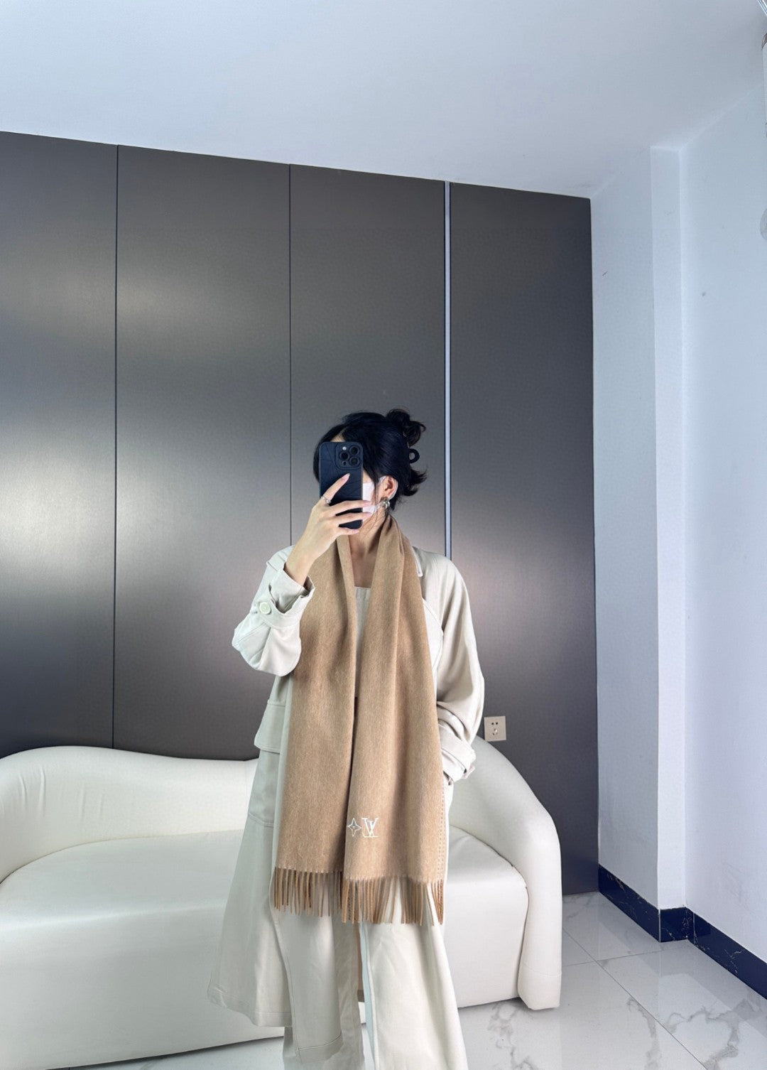 LOUIS VUITTON DUAL SCARF 180 CM IN MEDIUM BROWN CASHMERE 398377
