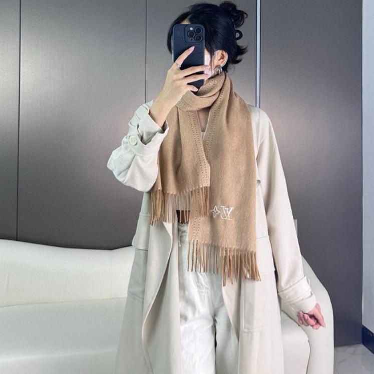 LOUIS VUITTON DUAL SCARF 180 CM IN MEDIUM BROWN CASHMERE 398377