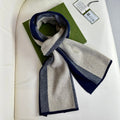 GUCCI SCARF 180 CM IN NAVY BLUE MIX BEIGE CASHMERE 398448