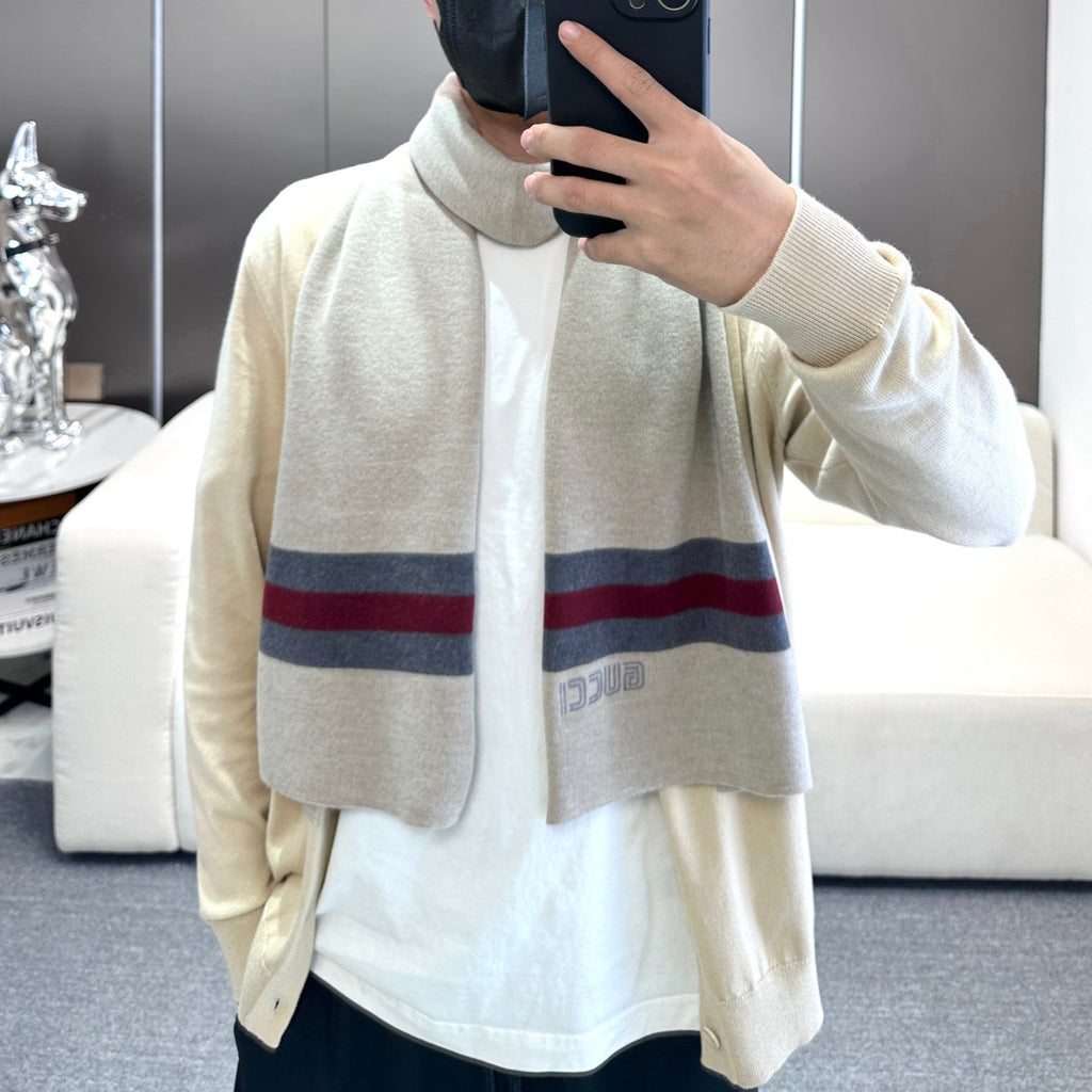 GUCCI SCARF 180 CM IN HARBOR GRAY CASHMERE 398452