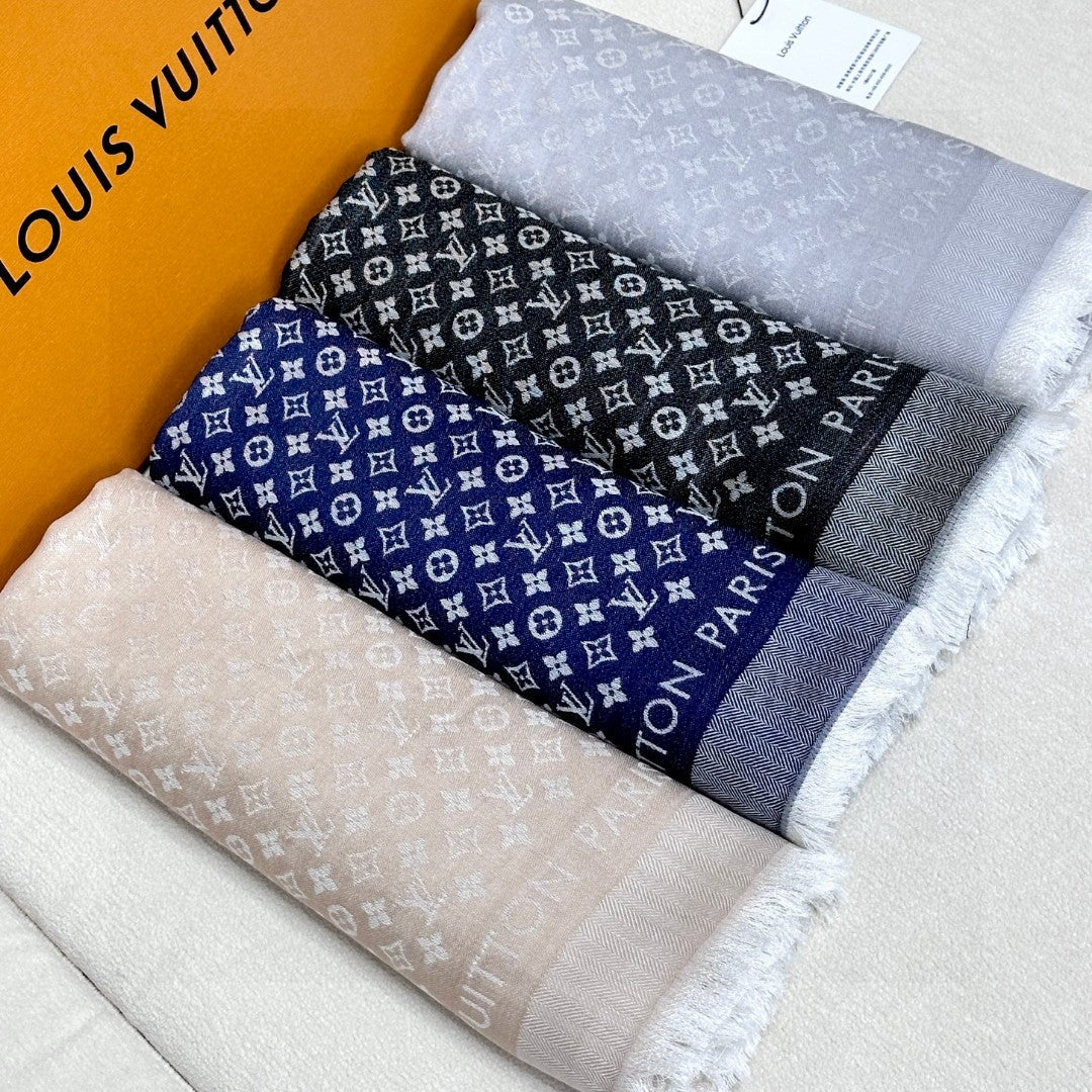 LOUIS VUITTON LV SCARF 120 CM IN WOOL MIX SILK 737298