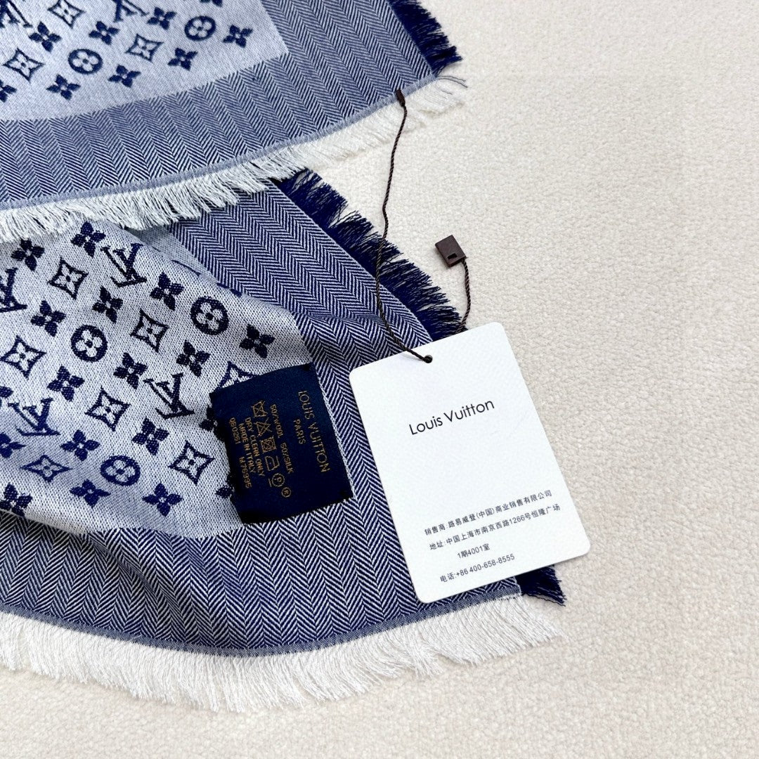 LOUIS VUITTON LV SCARF 120 CM IN WOOL MIX SILK 737298