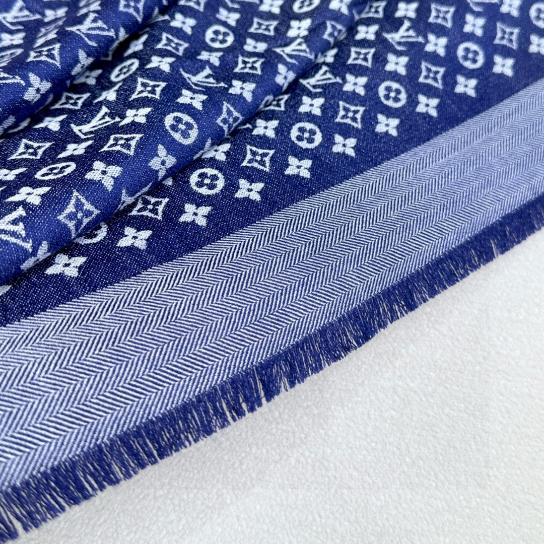 LOUIS VUITTON LV SCARF 120 CM IN WOOL MIX SILK 737298