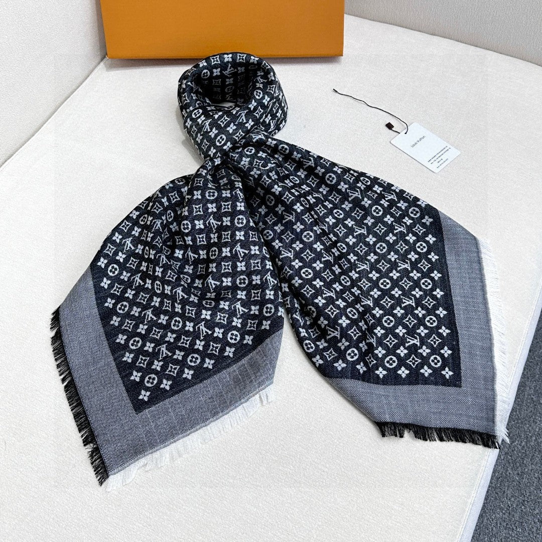 LOUIS VUITTON LV SCARF 120 CM IN WOOL MIX SILK 737299