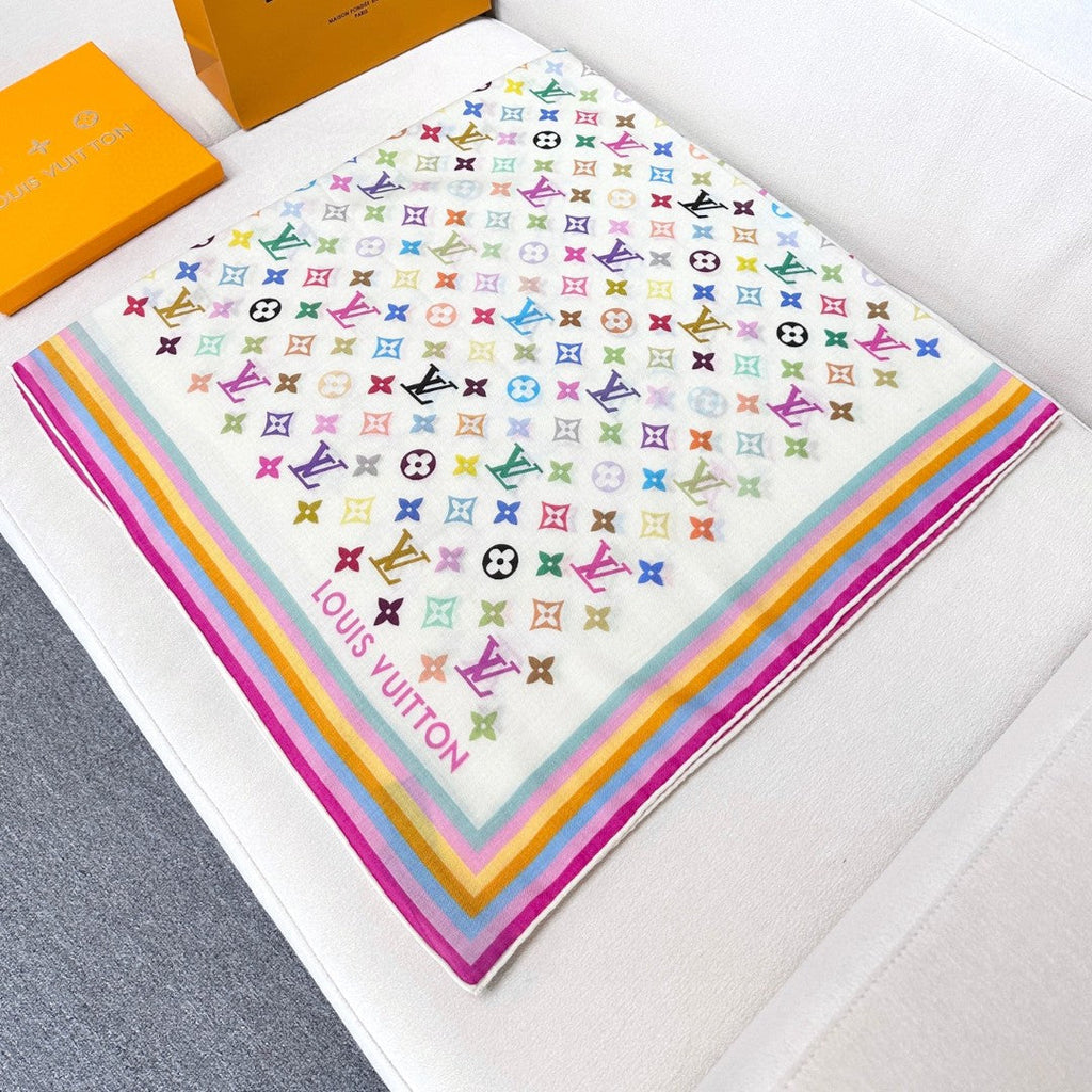 LOUIS VUITTON LV SCARF 134 CM IN WOOL MIX SILK 703624
