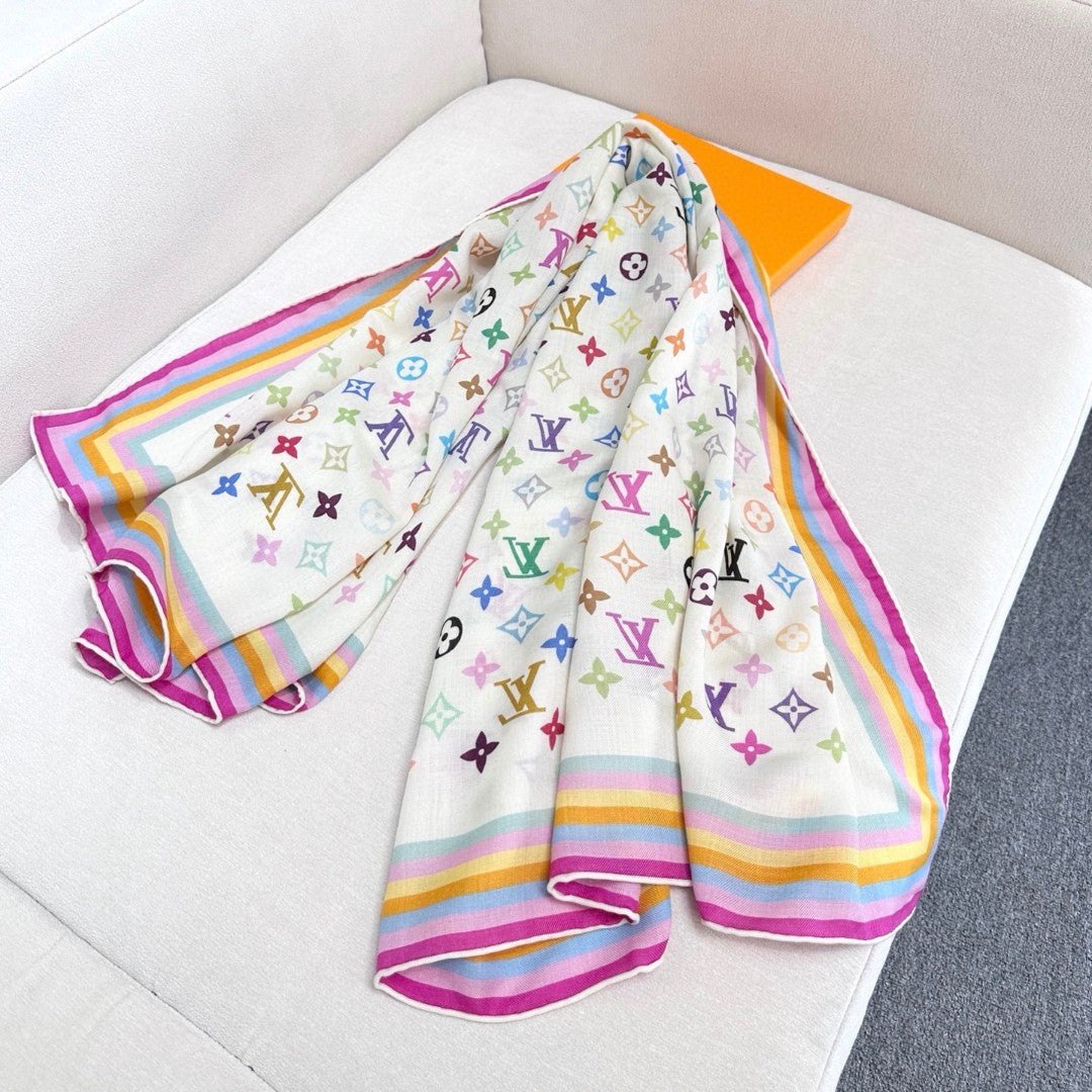 LOUIS VUITTON LV SCARF 134 CM IN WOOL MIX SILK 703624