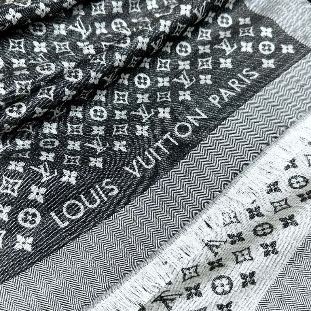 LOUIS VUITTON LV SCARF 120 CM IN WOOL MIX SILK 737299