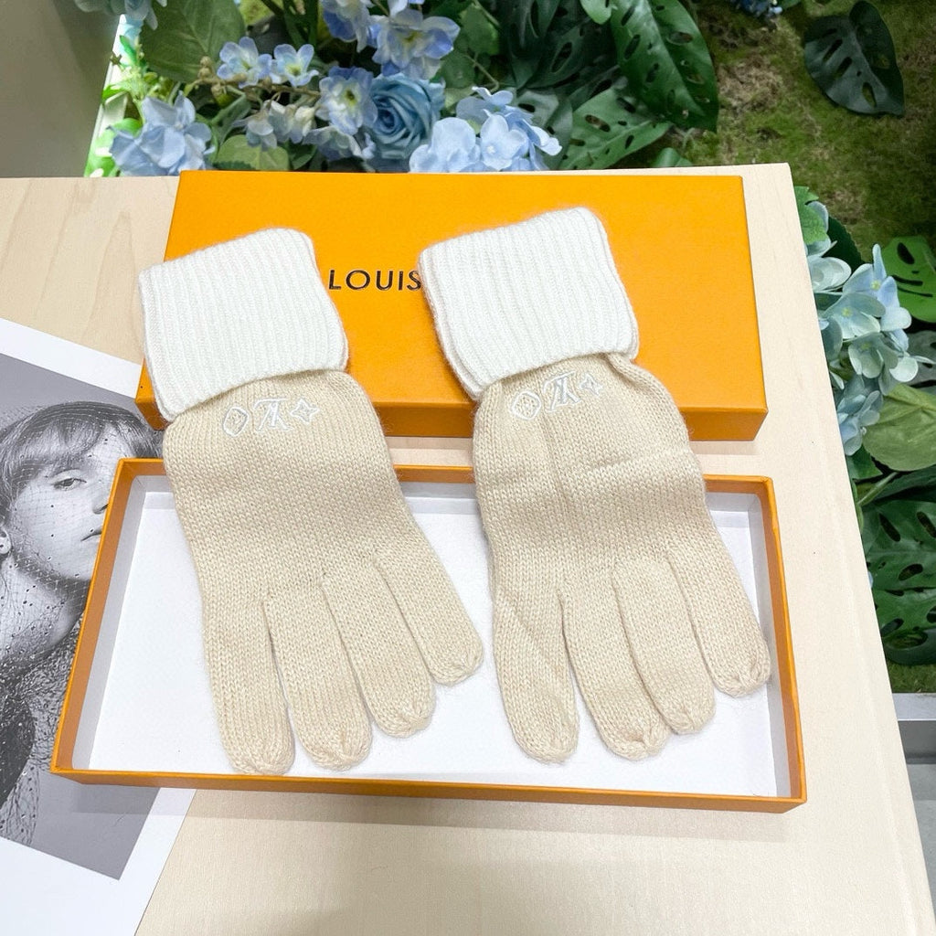 LOUIS VUITTON GLOVES IN BEIGE CREAM MIX WHITE WOOL 458547
