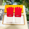 LOUIS VUITTON GLOVES IN CHERRY RED MIX WHITE WOOL 458551