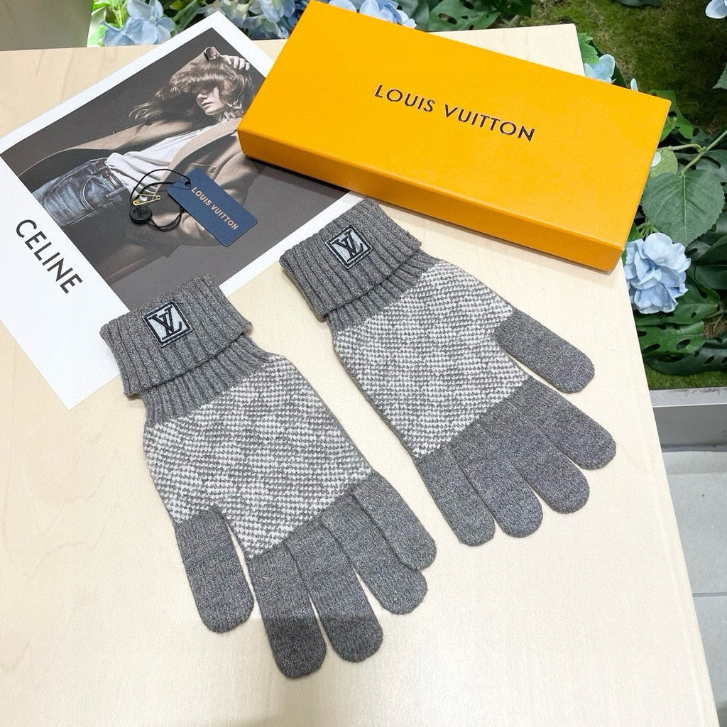 LOUIS VUITTON LV GLOVES IN DOVE GRAY WOOL 462427