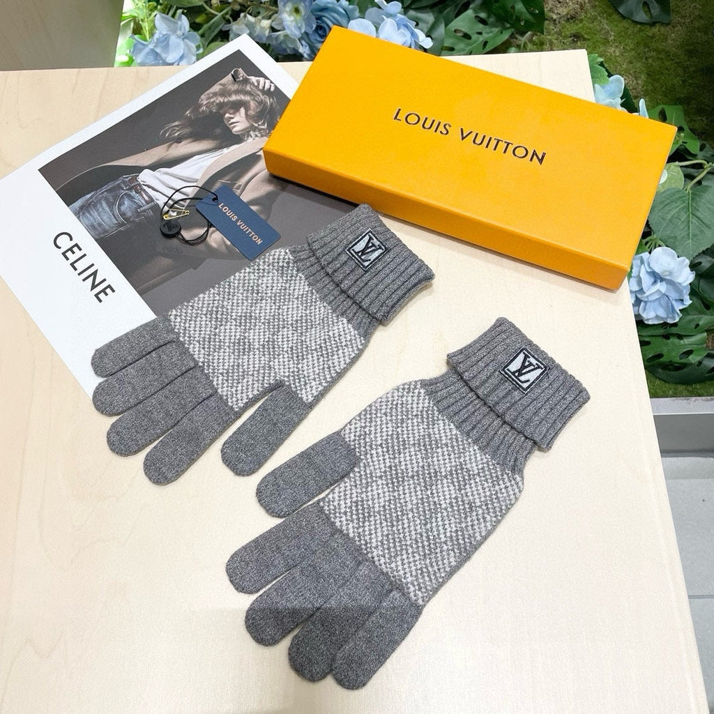 LOUIS VUITTON LV GLOVES IN DOVE GRAY WOOL 462427