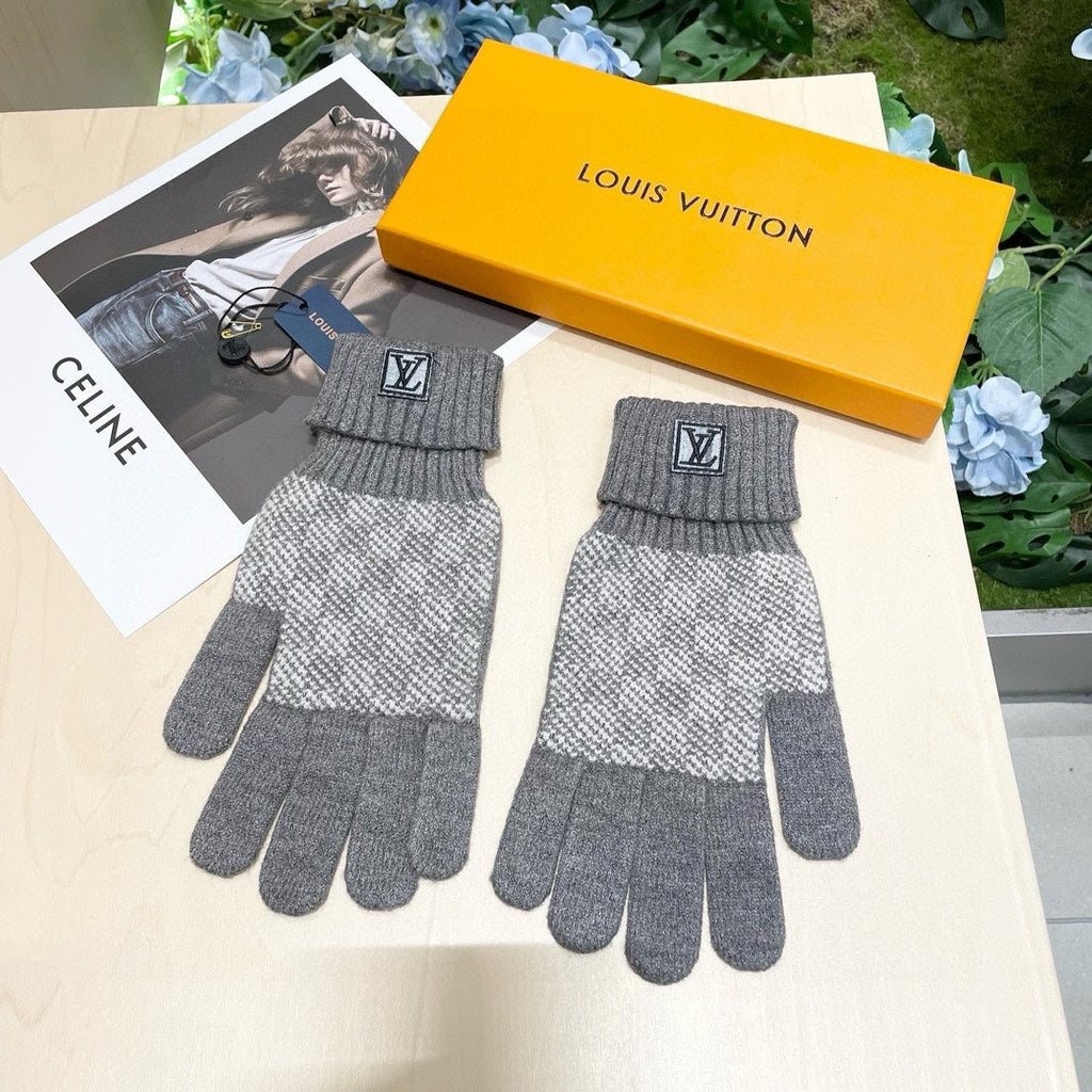 LOUIS VUITTON LV GLOVES IN DOVE GRAY WOOL 462427
