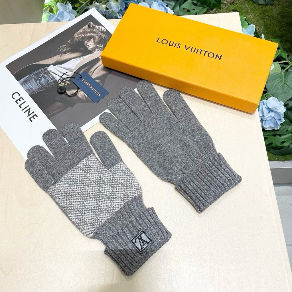 LOUIS VUITTON LV GLOVES IN DOVE GRAY WOOL 462427
