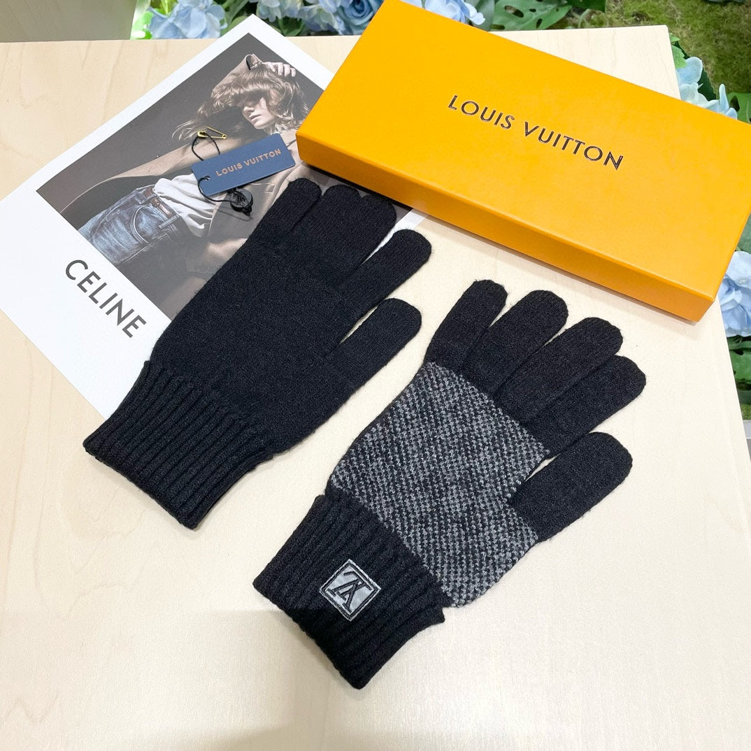 LOUIS VUITTON LV GLOVES IN BLACK WOOL 462428