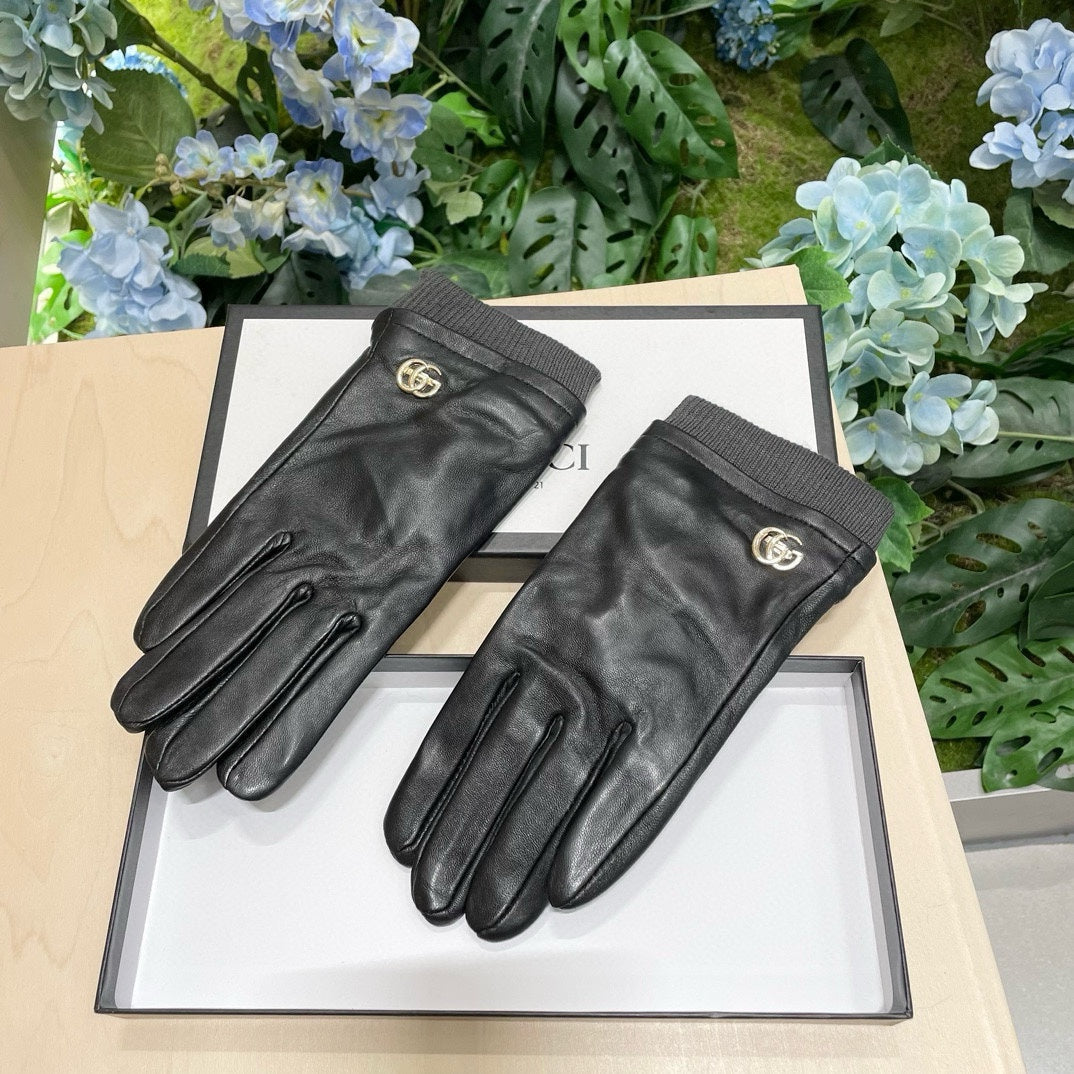GUCCI GLOVES IN BLACK SHEEPSKIN MIX WOOL 463824