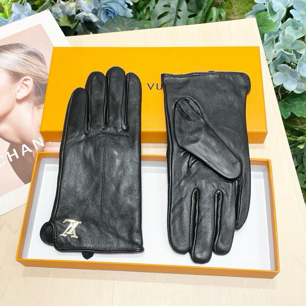 LOUIS VUITTON LV GLOVES IN BLACK LAMBSKIN 464977