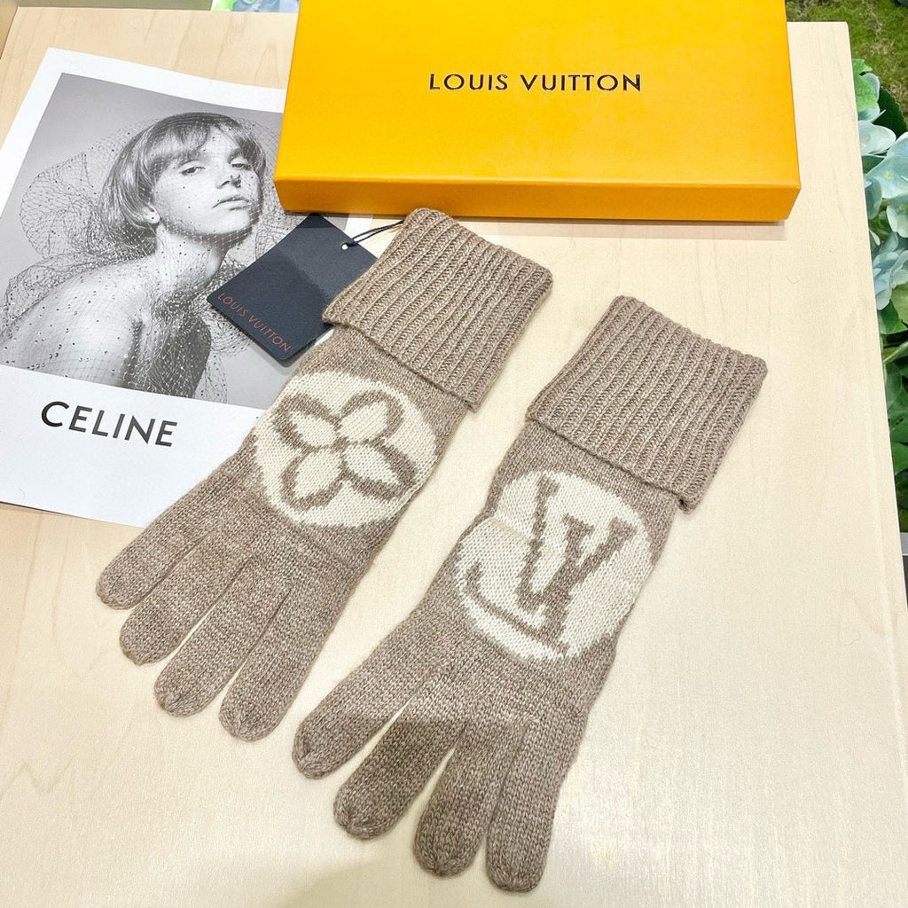 LOUIS VUITTON LV GLOVES IN DESERT BROWN WOOL 464990