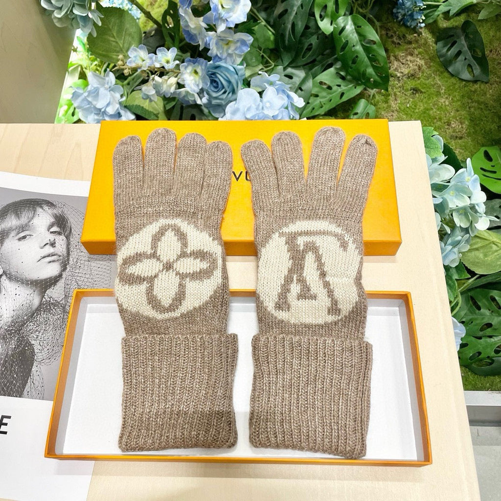 LOUIS VUITTON LV GLOVES IN DESERT BROWN WOOL 464990