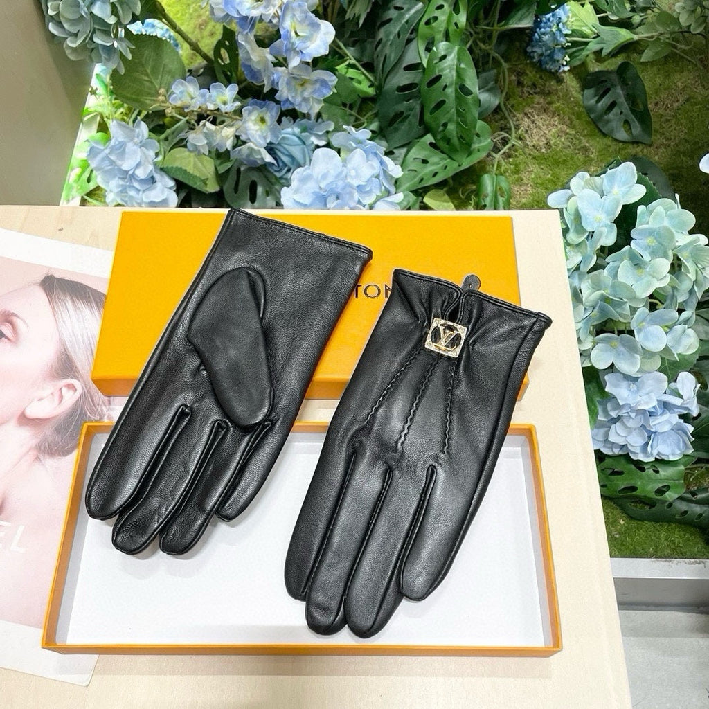 LOUIS VUITTON GLOVES IN BLACK LAMBSKIN 465067